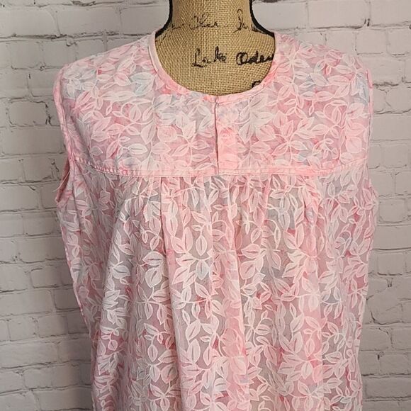 Vintage Handmade Pink Barbiecore Semi Floral Night Gown - Picture 6 of 15